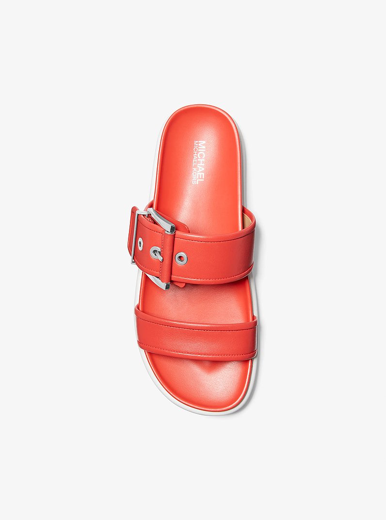 Colby Leather Slide Sandal in SPICED CORAL | Michael Kors