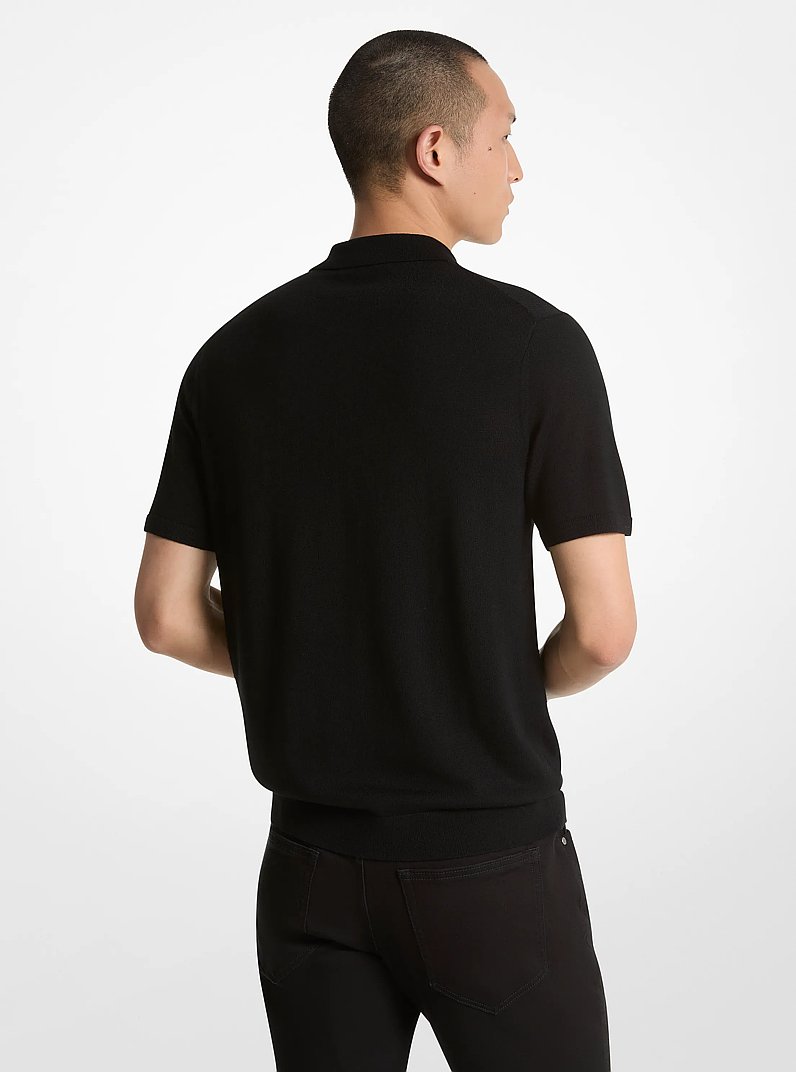 Merino Wool Polo Shirt in BLACK | Michael Kors