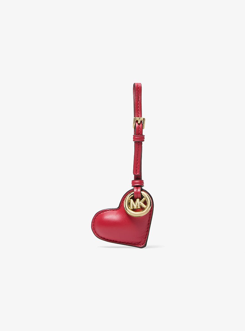 Puffy Heart Leather Bag Charm in CRIMSON | Michael Kors