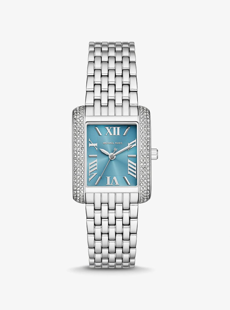 Petite Emery Pav&eacute; Silver-Tone Watch in SILVER | Michael Kors