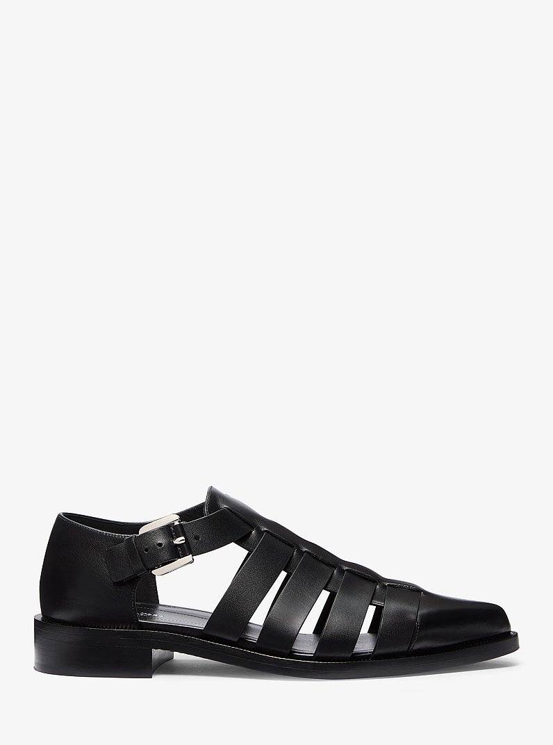 Stromboli Leather Fisherman Sandal in BLACK | Michael Kors