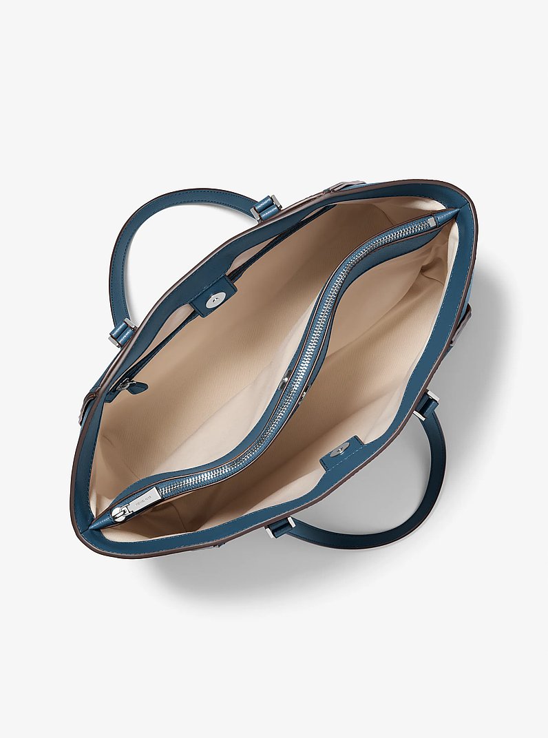 Taryn Large Leather Tote Bag in DK CHAMBRAY | Michael Kors