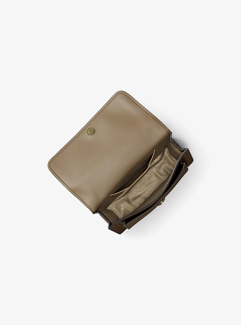 Claire Small Signature Logo Crossbody Bag in HUSK | Michael Kors