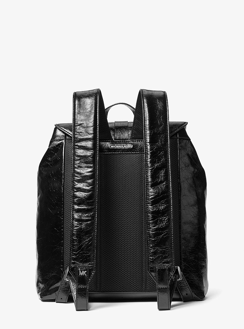 Darrington Large Crackled Leather Backpack in BLACK | Michael Kors