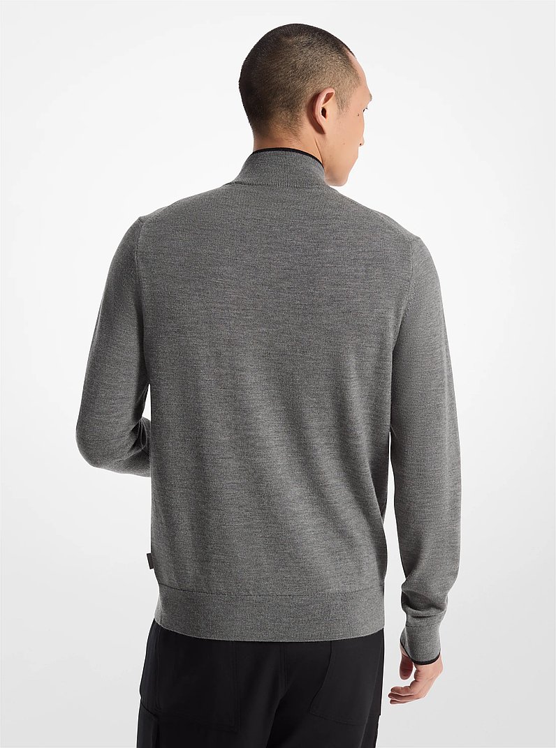 Wool Half-Zip Sweater in ASH | Michael Kors