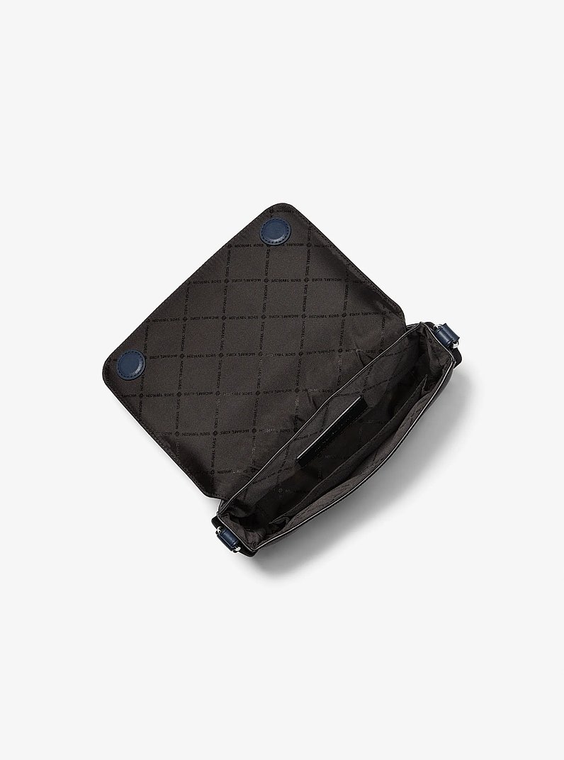 Borsa a tracolla Edison mini in pelle a grana incrociata con pochette in NAVY | Michael Kors