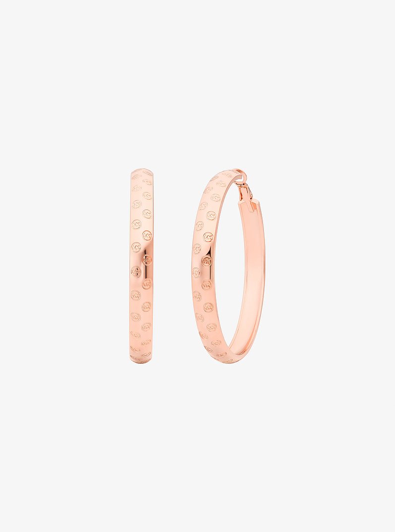 Logo Engraved Hoop Earrings in ROSE GOLD | Michael Kors