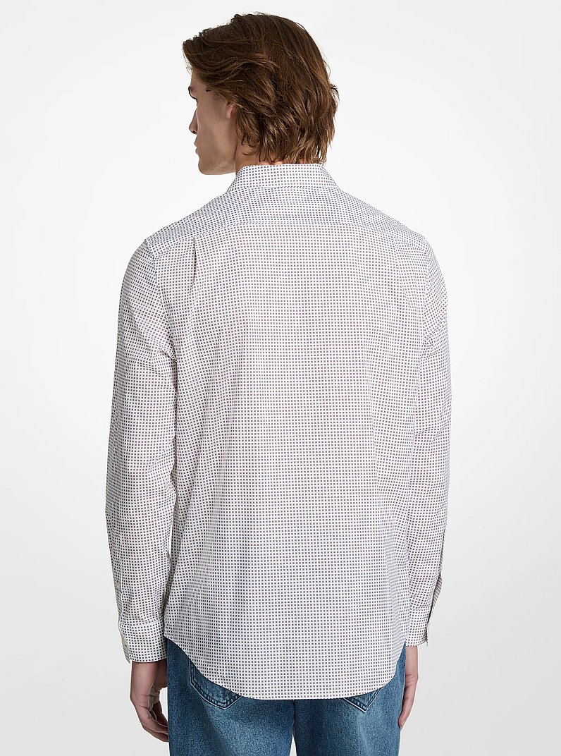 Printed Stretch Cotton Shirt in WHITE | Michael Kors