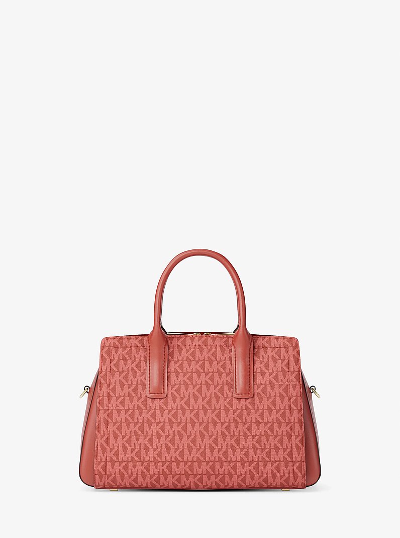 Laila Small Signature Logo Satchel in CRIMSON MULTI | Michael Kors