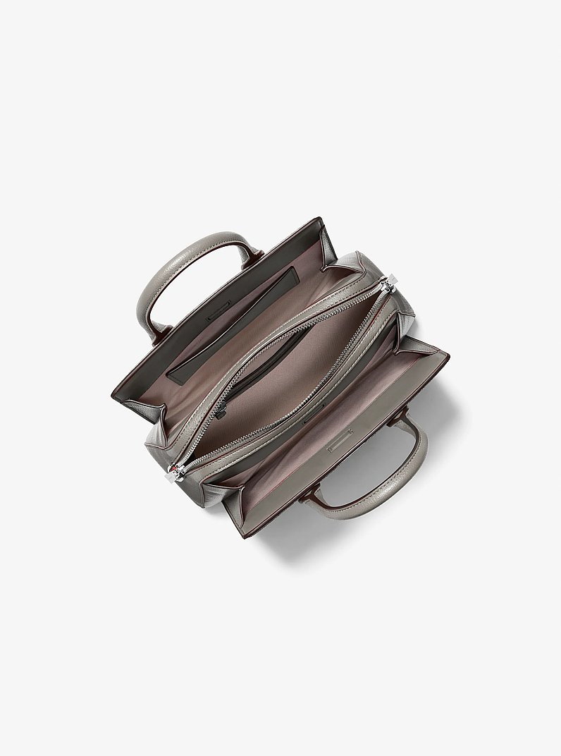 Laila Small Signature Logo Satchel in HEATHER GREY | Michael Kors