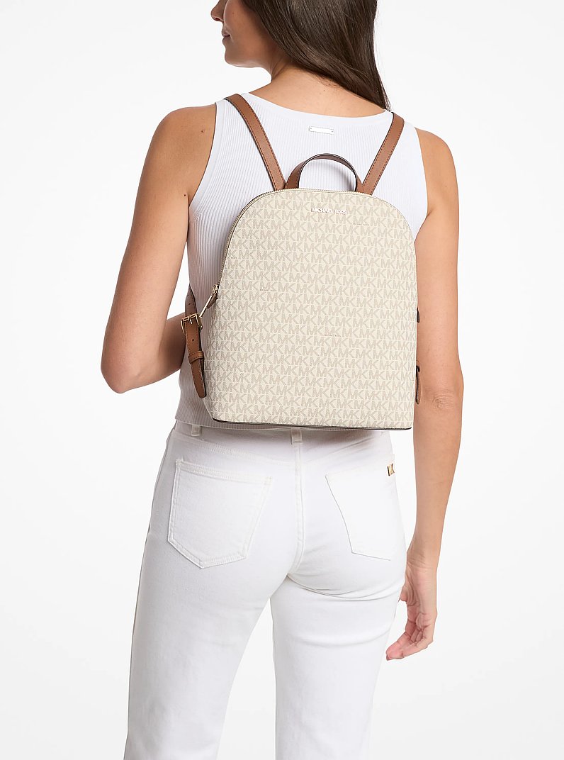 Cindy Large Signature Logo Backpack in VANILLA | Michael Kors