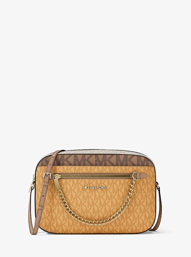Borsa a tracolla Jet&nbsp;Set grande con logo in HONEYWHEAT MULTI | Michael Kors