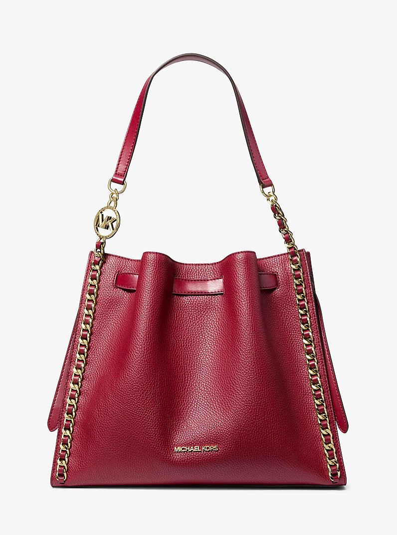 Mina Large Chain Shoulder Bag in CHERRY | Michael Kors