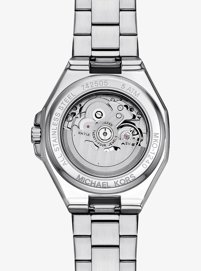 Oversized Callum Pav&eacute; Silver-Tone Watch in SILVER | Michael Kors