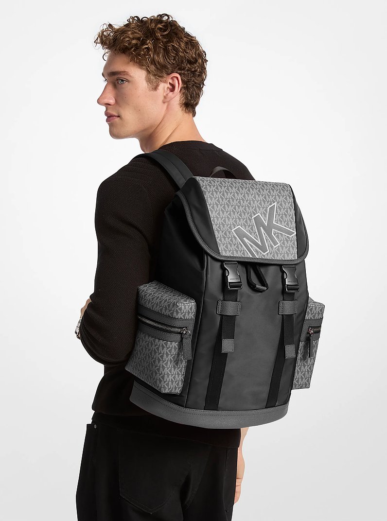 Cooper Signature Logo and Nylon Backpack in GUNMETAL | Michael Kors