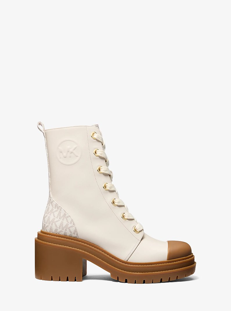 Botte Hanley en cuir avec bande &agrave; logo Signature in VANILLE | Michael Kors