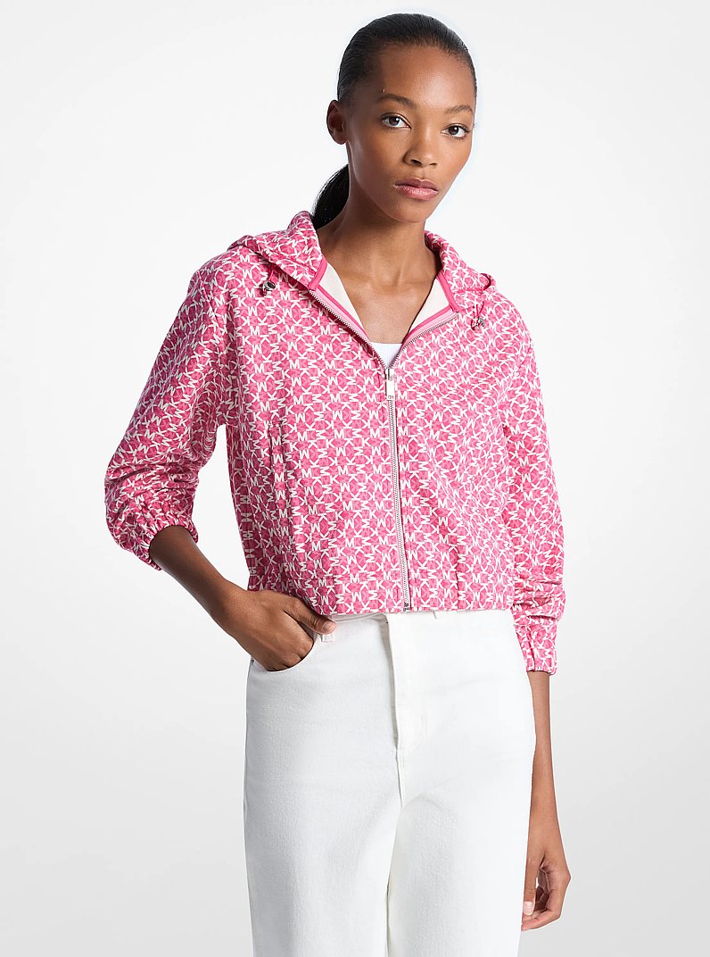 Graphic Logo Cotton Blend Jacket in HIBISCUS | Michael Kors