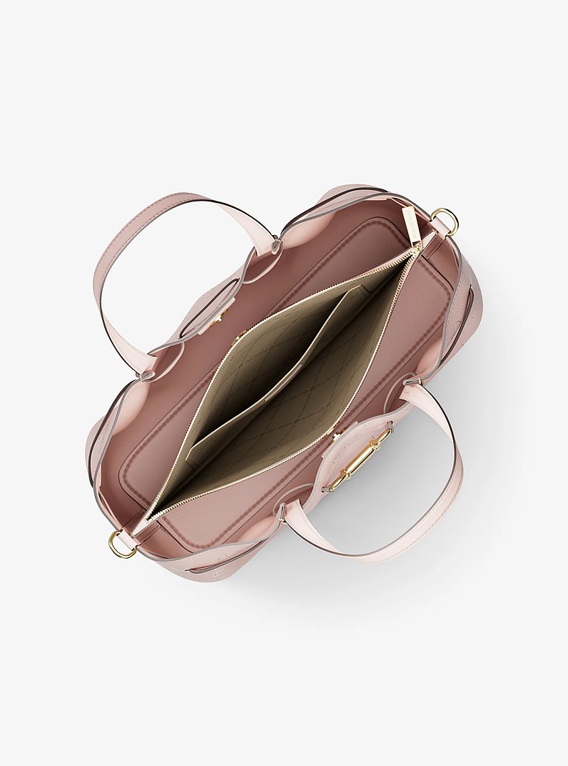 Carson Medium Logo Debossed Satchel in POWDER BLUSH | Michael Kors