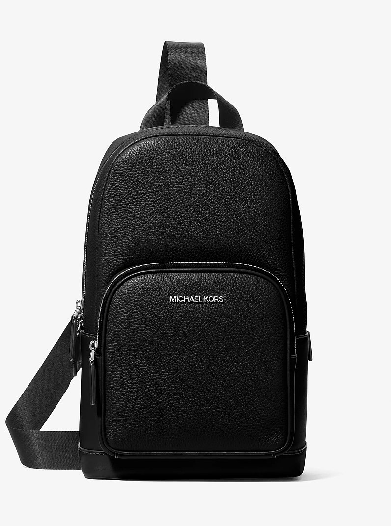 Cooper Pebbled Leather Sling Pack in BLACK | Michael Kors