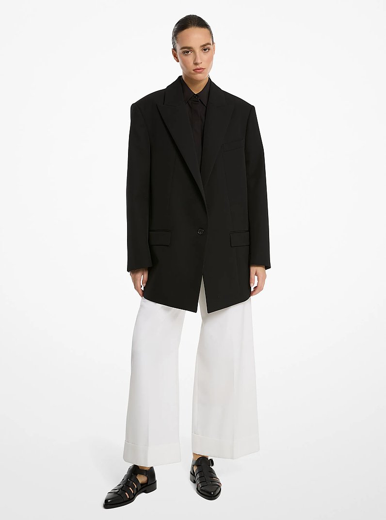 Blazer oversize de gabardina de lana y algod&oacute;n in NEGRO | Michael Kors