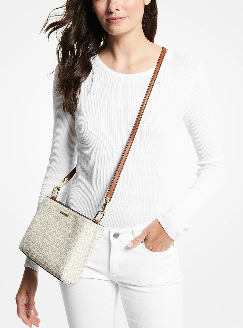 Trisha Medium Logo Crossbody Bag in VANILLA | Michael Kors