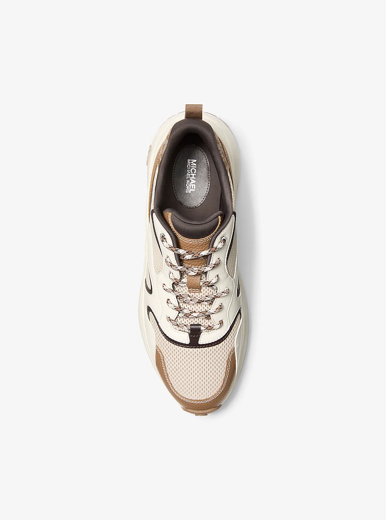 Levie Mixed-Media Trainer in LT SAND MLTI | Michael Kors