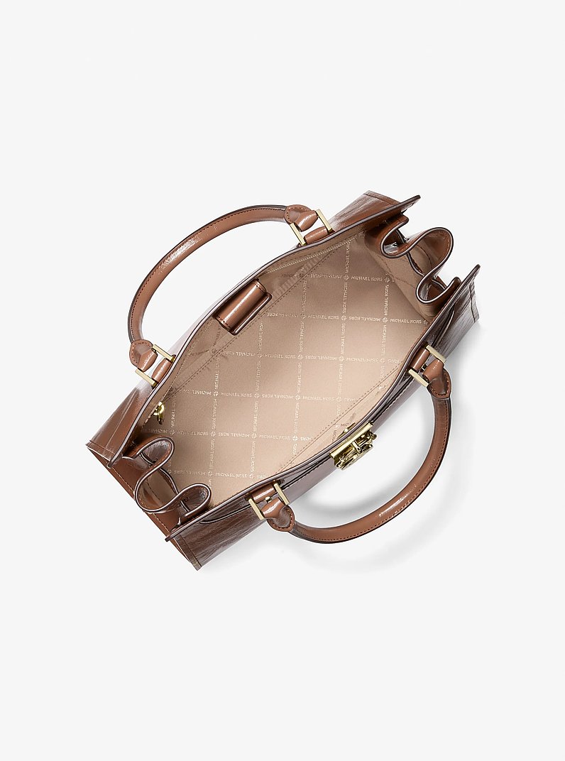 Hamilton Medium Patent Satchel in LUGGAGE | Michael Kors
