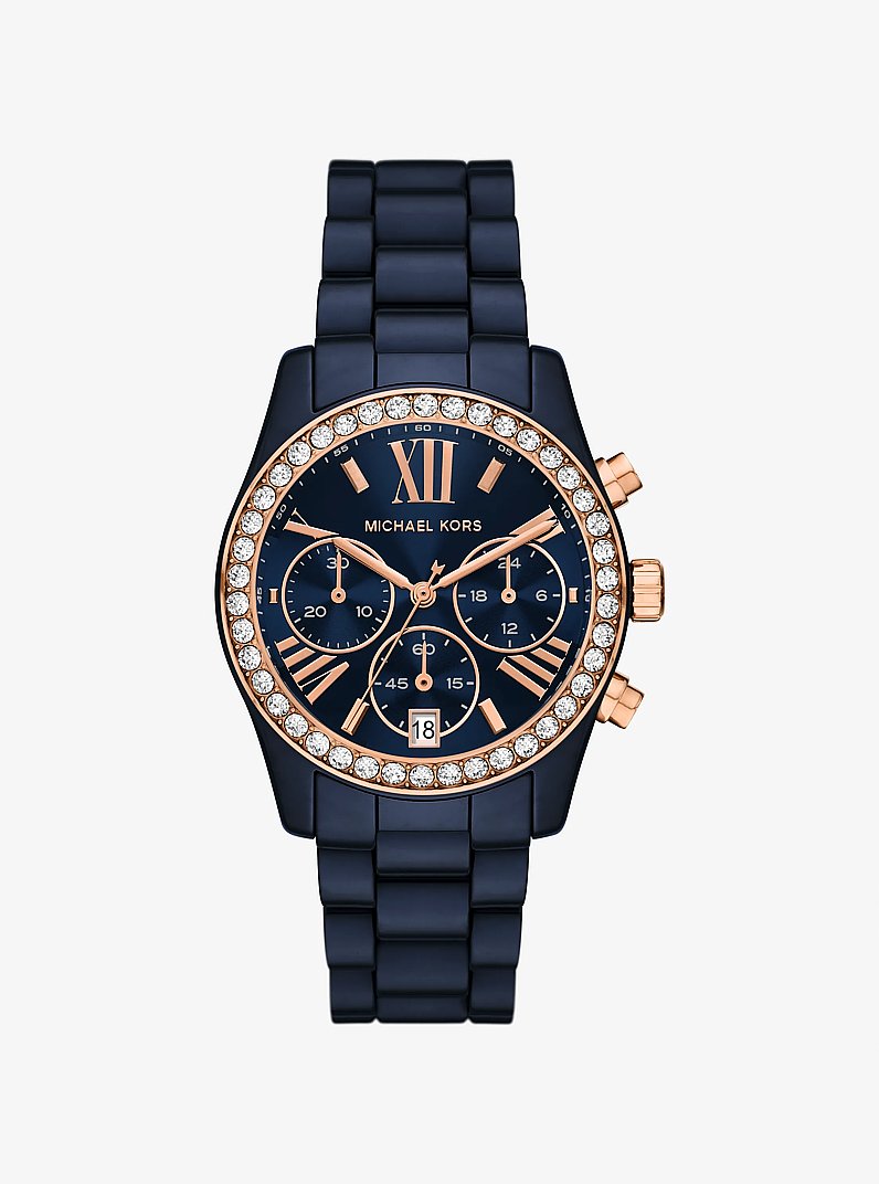 Lexington Pav&eacute; Blue-Tone Watch in NAVY | Michael Kors