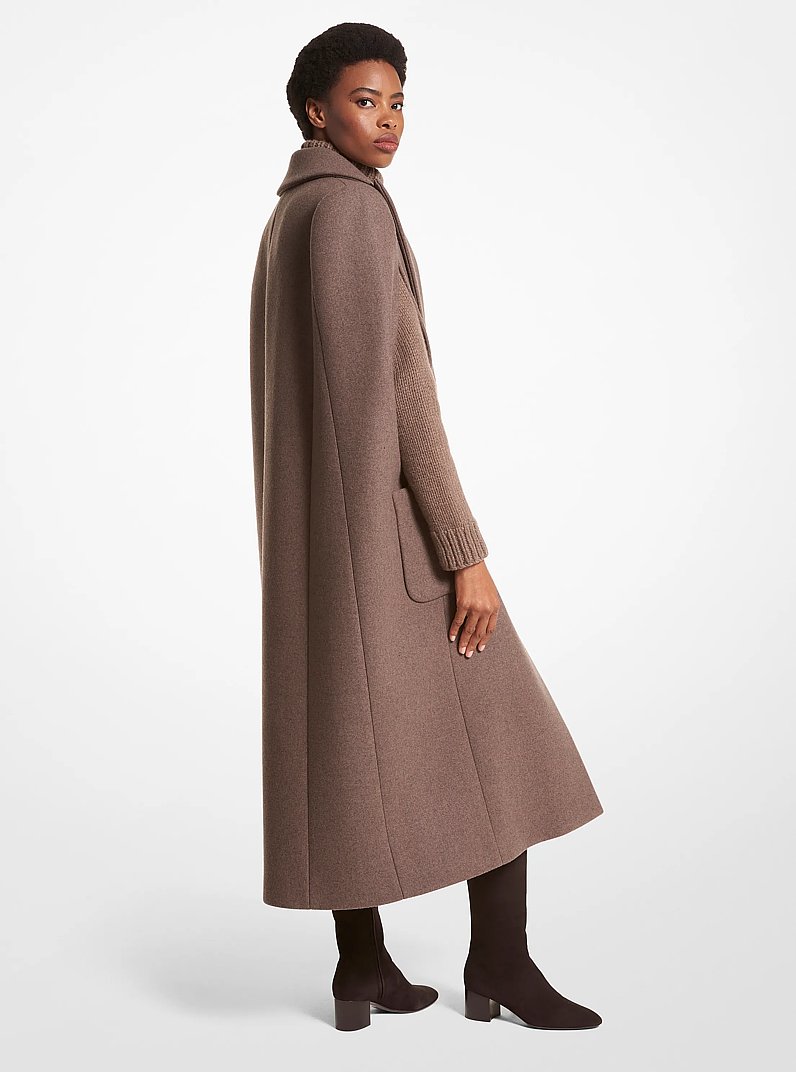 Cape-Mantel aus Meltonwolle in MOKKA MELIERT | Michael Kors