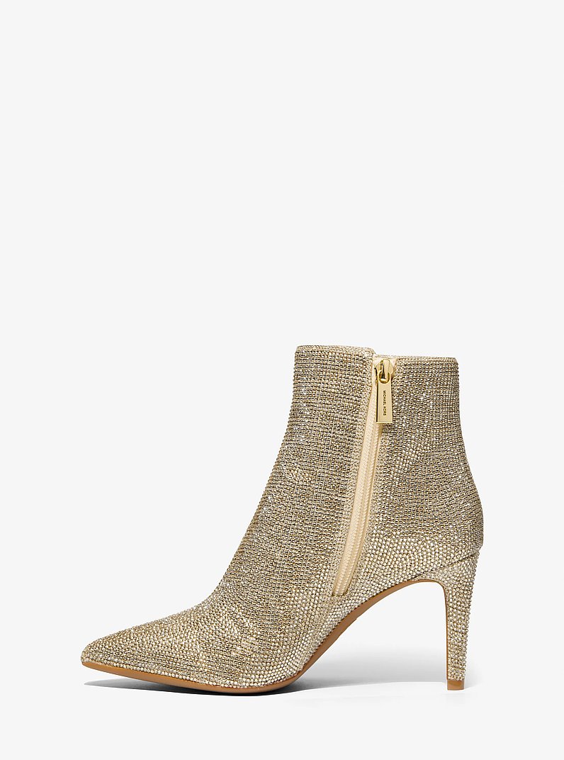 Dorothy Embellished Glitter Chain-Mesh Ankle Boot in PALE GOLD | Michael Kors