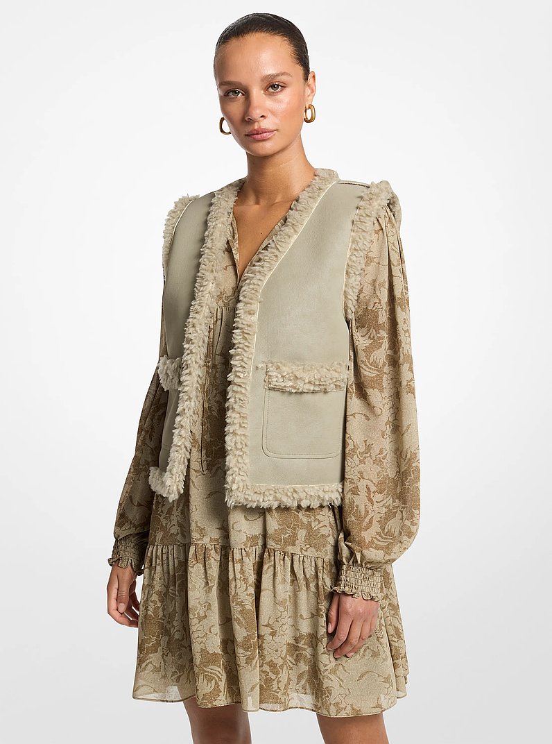 Faux Shearling Vest in DUSTY SAGE | Michael Kors