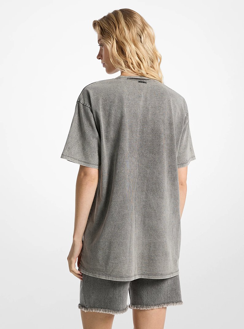 T-Shirt aus Baumwoll-Jersey mit Wascheffekt in BETONW&Auml;SCHE | Michael Kors