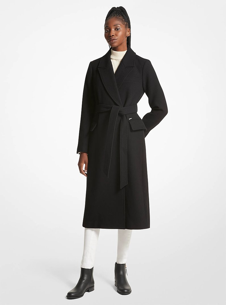 美品 東洋 GOLD MILLING WOOL WRAP COAT M ブラック Wool Blend Wrap Coat in BLACK - Sale | Michael Kors [US]