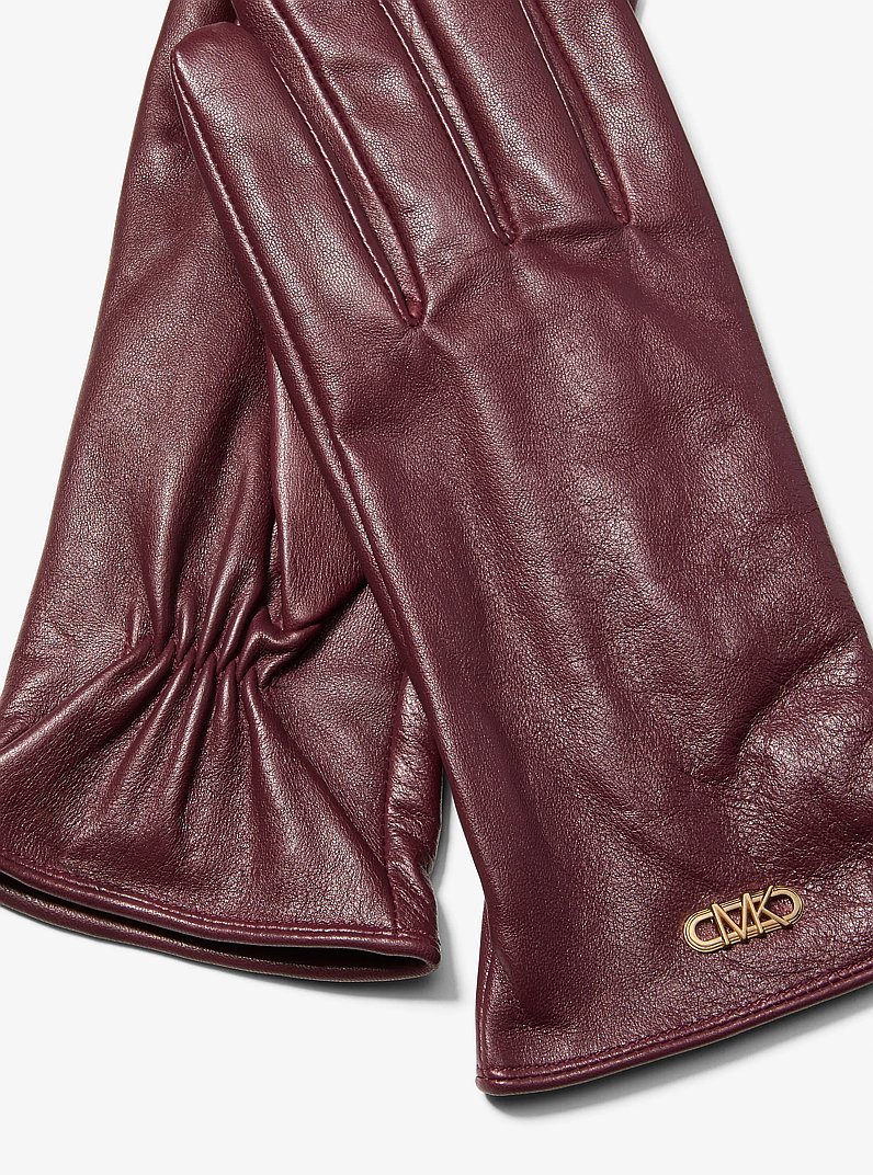 Handschuh aus Leder in BURGUNDERROT | Michael Kors