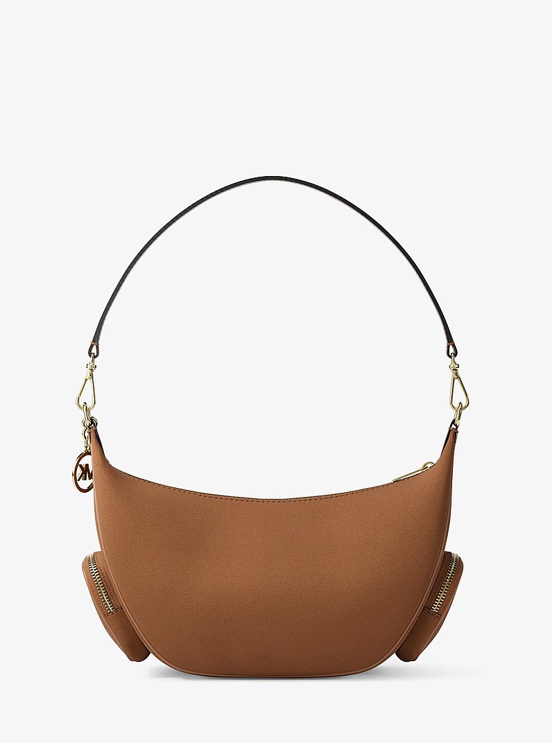 Merritt Medium Suede Convertible Shoulder Bag in LUGGAGE | Michael Kors