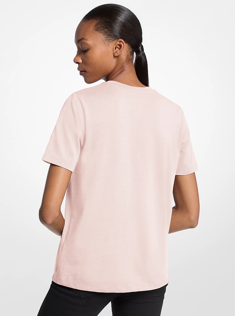 Studded Logo Charm Organic Cotton Jersey T-Shirt in POWDER BLUSH | Michael Kors