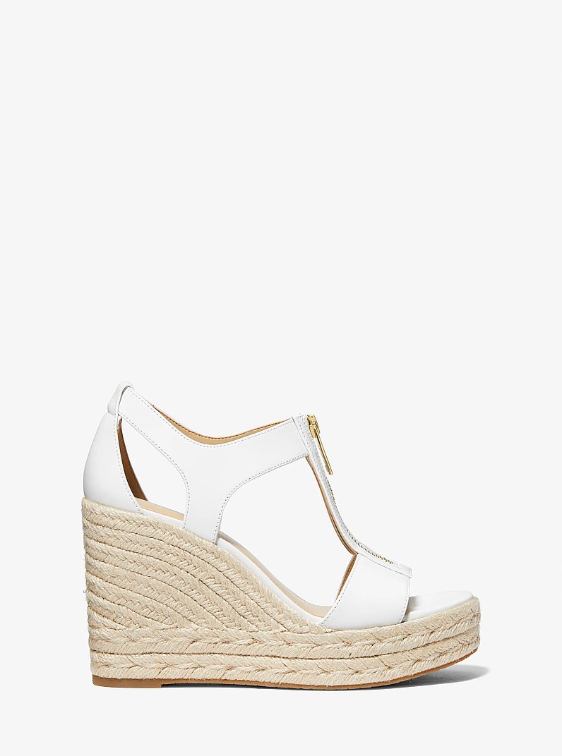 Berkley Leather Wedge Sandal in OPTIC WHITE | Michael Kors