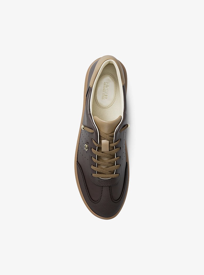 Scotty Embellished Leather Sneaker in CHOCOLATE | Michael Kors