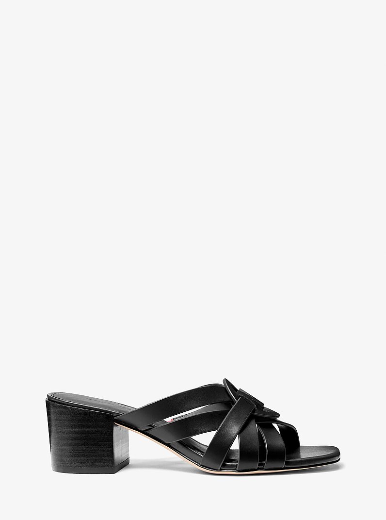 Erika Leather Sandal in BLACK | Michael Kors