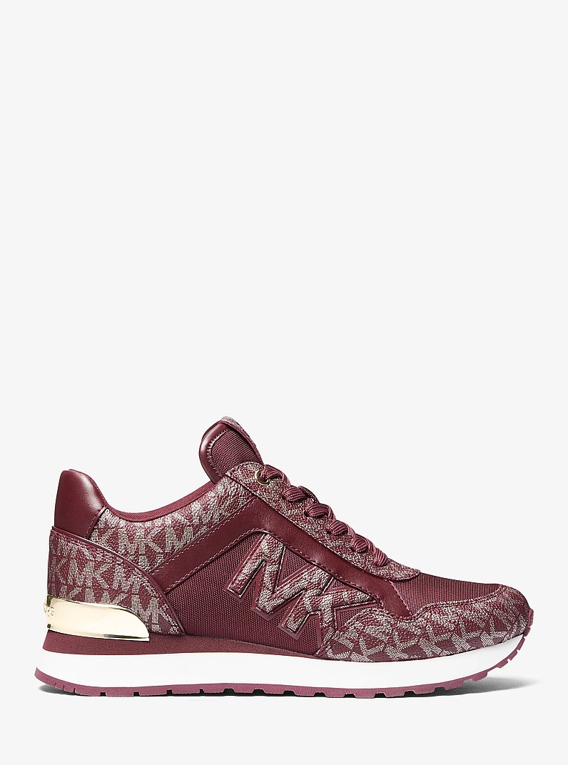 Maddy Metallic Signature Logo Trainer in OXBLOOD | Michael Kors
