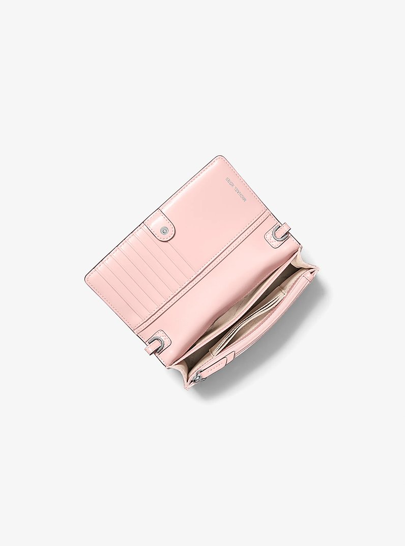 Jet Set Small Signature Logo Print Woven Smartphone Crossbody Bag in SMOKEY ROSE | Michael Kors