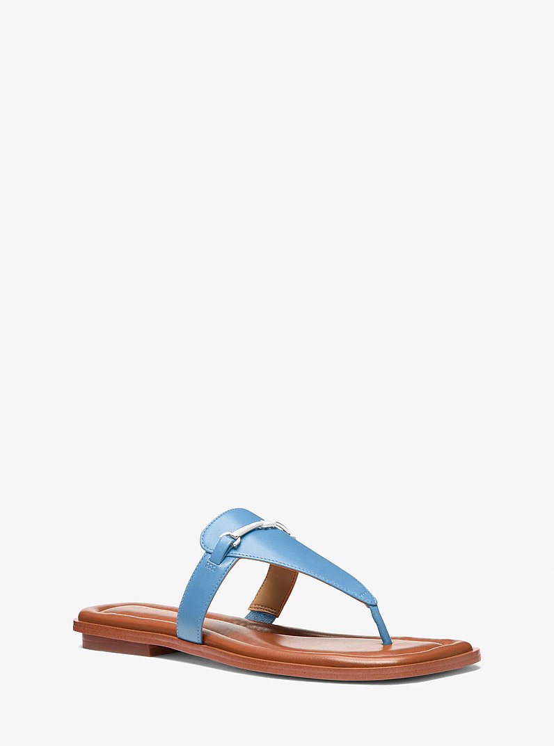 Sandale Lena en cuir &agrave; bride en T in BLEU PACIFIQUE | Michael Kors