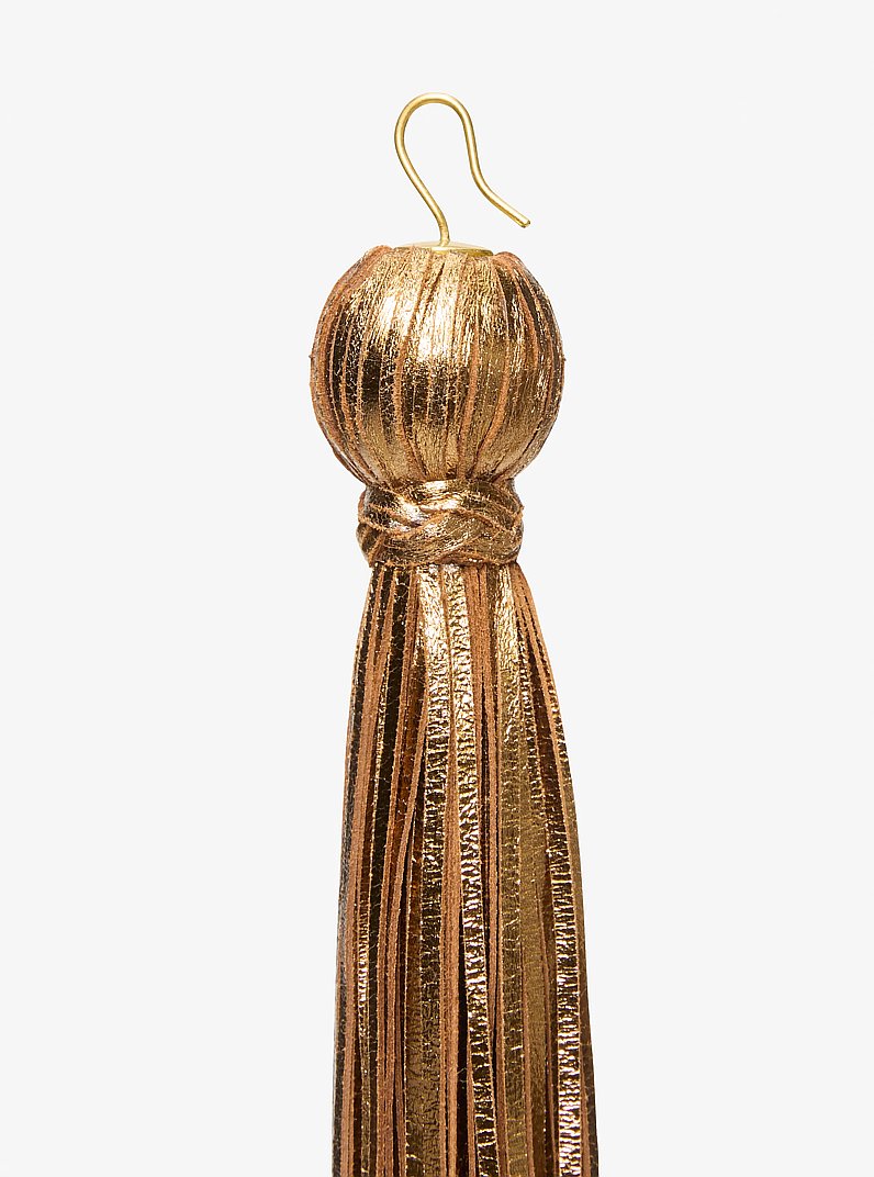 Metallic Leather Tassel Earrings in BRASS | Michael Kors