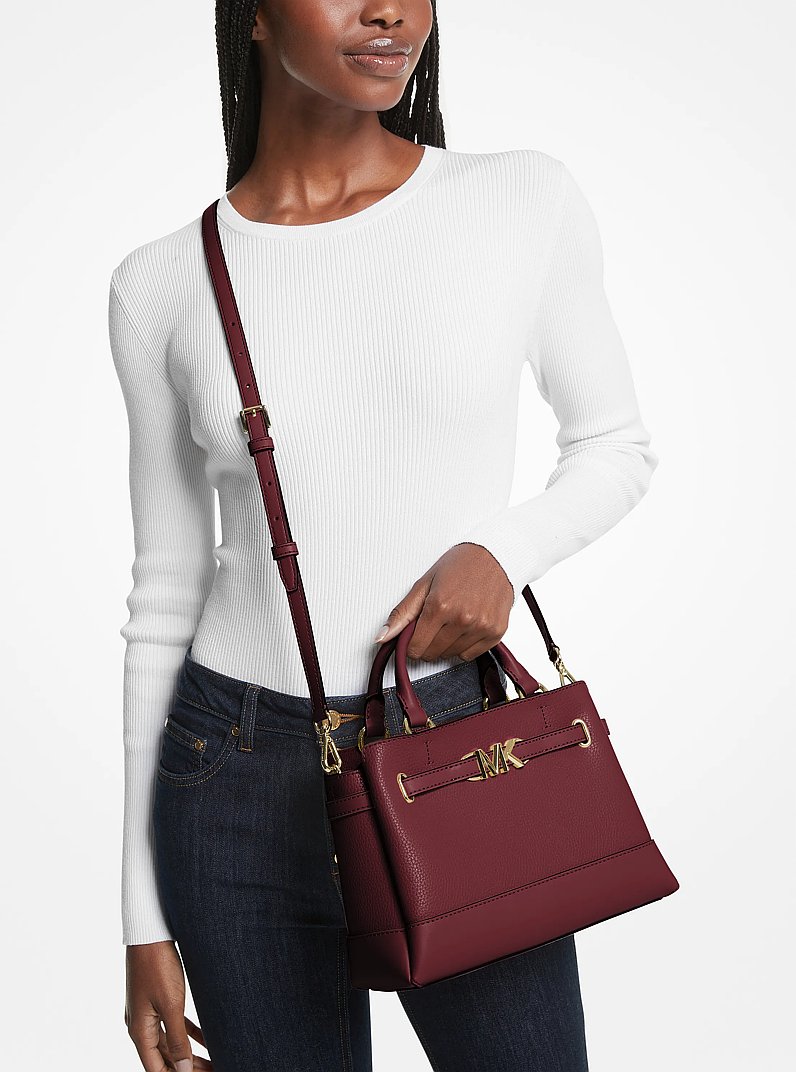 Reed Small Two-Tone Pebbled Leather Belted Satchel