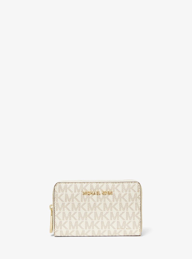 Small Logo and Leather Wallet in VANILLA/ACORN | Michael Kors