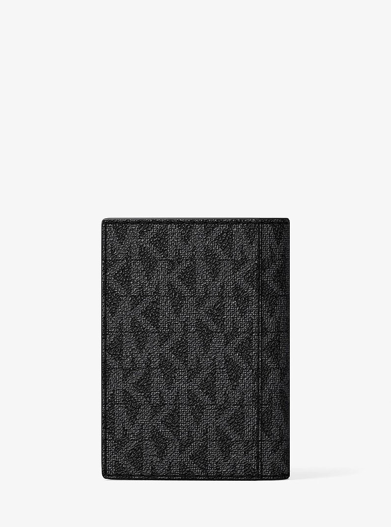 Hudson Signature Logo Folio Card Case in BLACK | Michael Kors