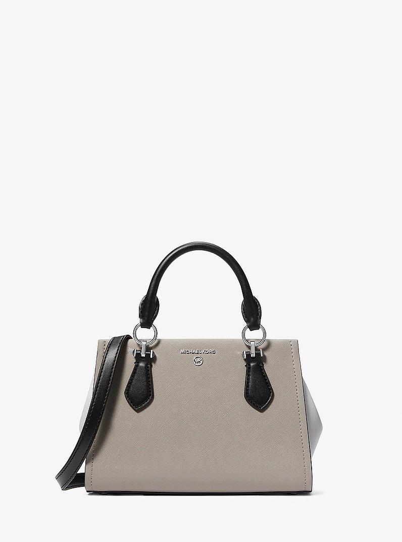 Marilyn Small Color-Block Saffiano Leather Crossbody Bag in PGRY/OPT/BLK | Michael Kors