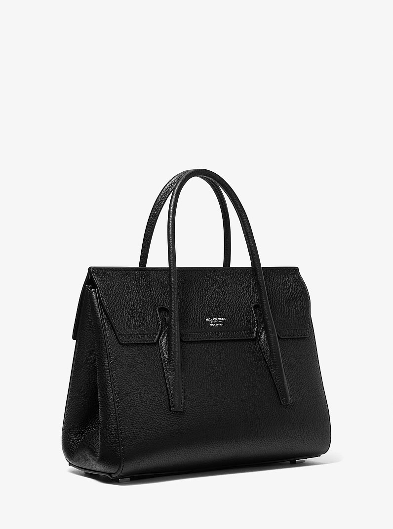 Campbell Medium Pebbled Leather Satchel in BLACK | Michael Kors