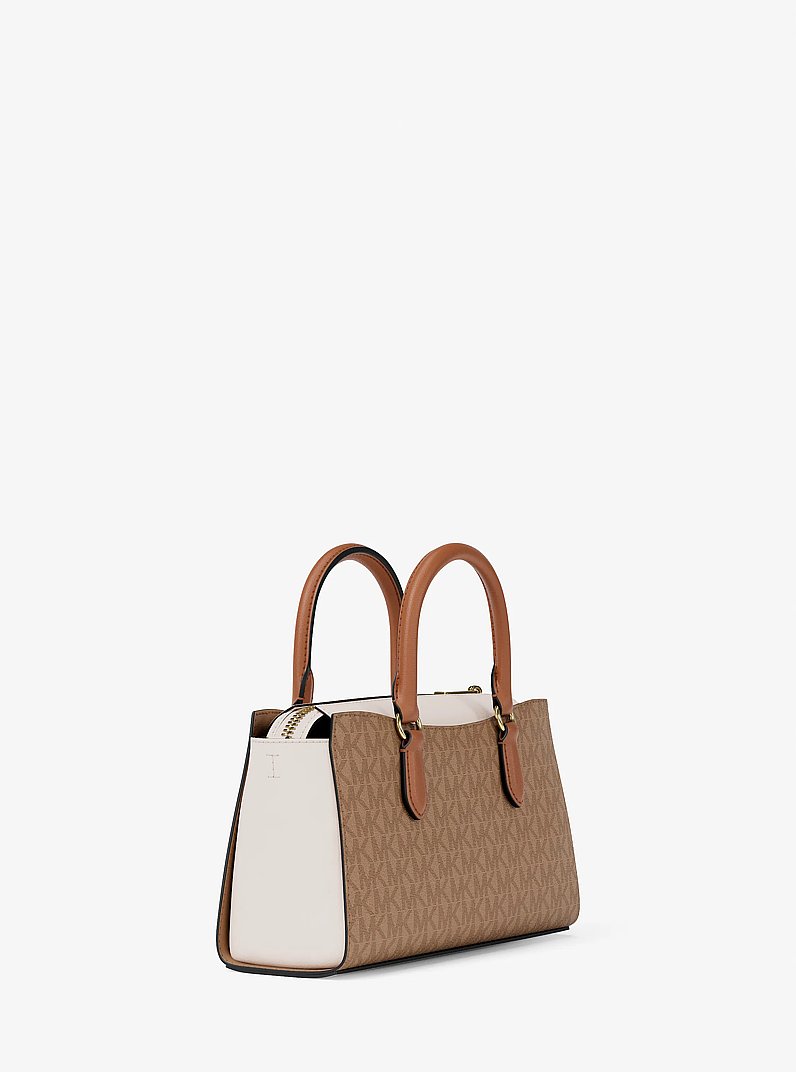 Arden Small Color-Block Signature Logo Messenger Bag in CAMEL MLT | Michael Kors