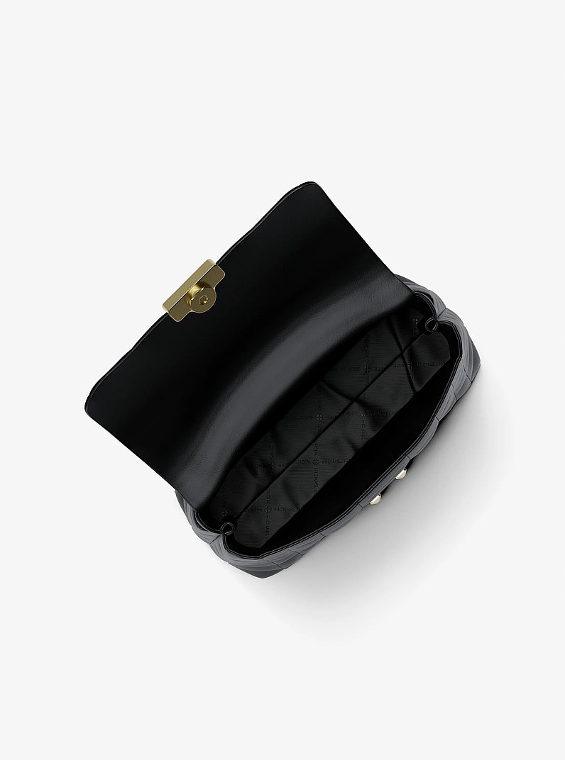 Tribeca Medium Quilted Leather Satchel in BLACK | Michael Kors